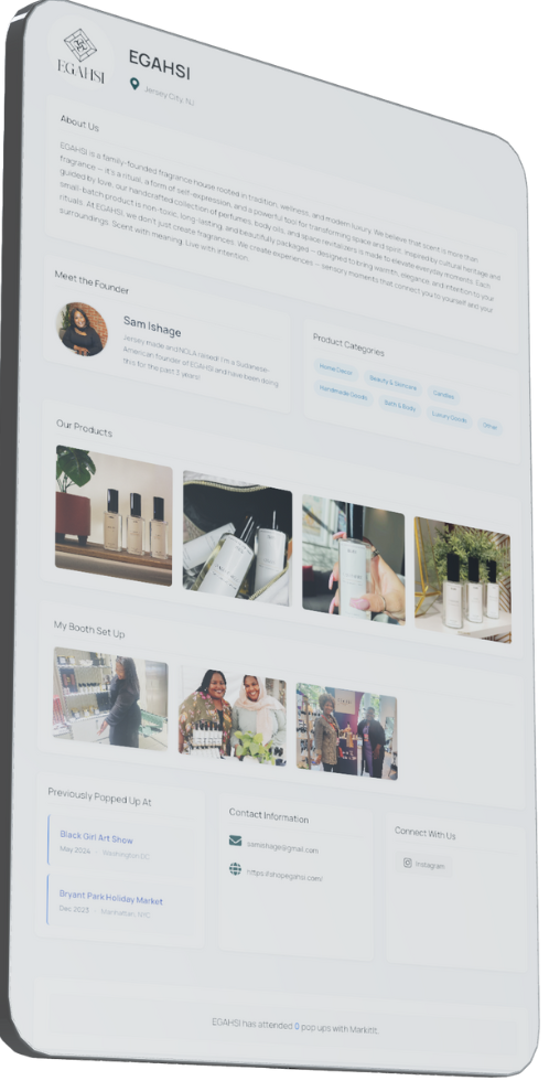 Professional Vendor Profile on Tablet - EGAHSI Brand Showcase